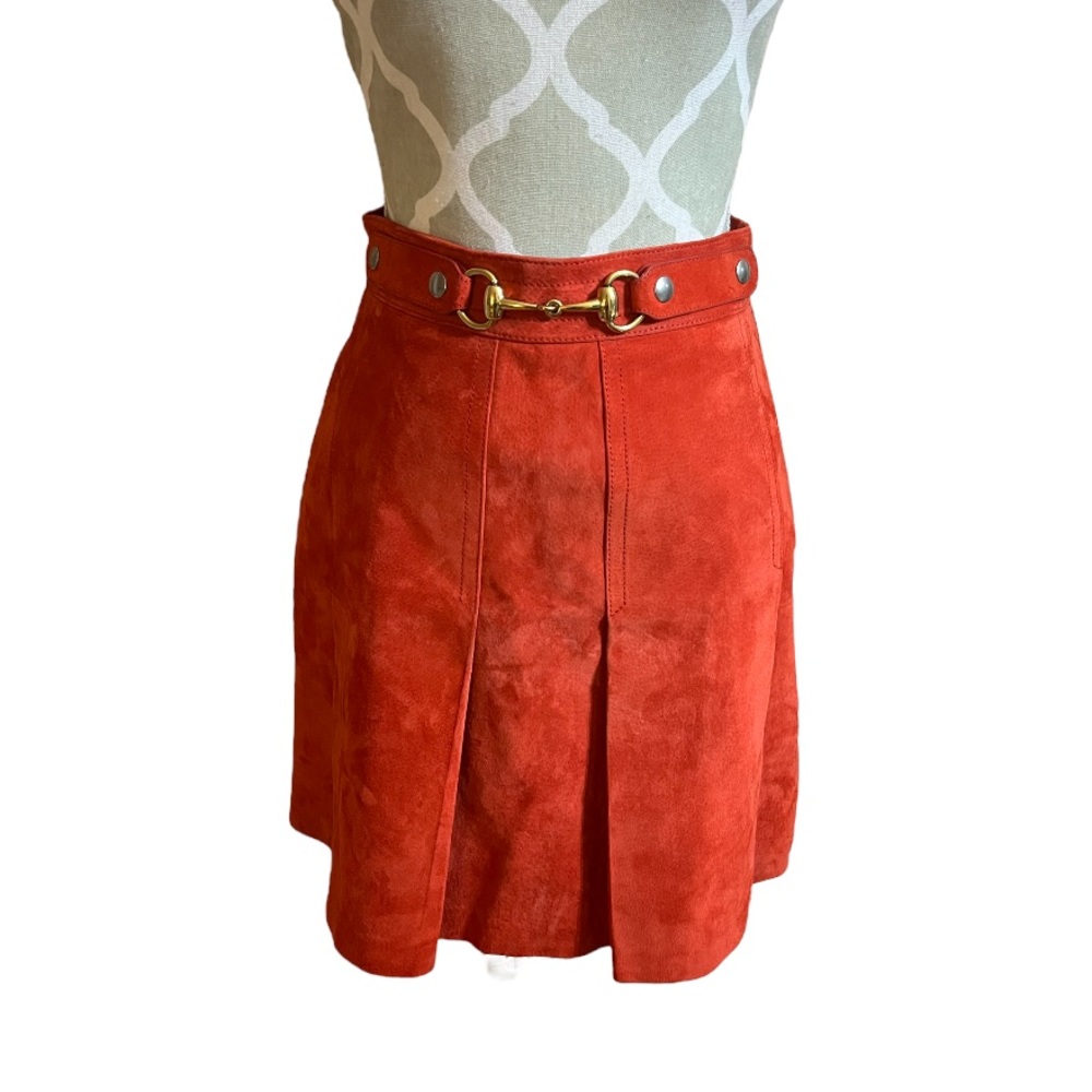 Gucci Horsebit Leather Suede Mini Skirt - Picture 2 of 14